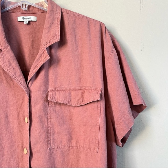 Madewell Linen Blend Camp Shirt in Vintage Quartz Size XL - Picture 4 of 12